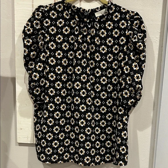 LOFT Black and Cream Blouse - Picture 1 of 4